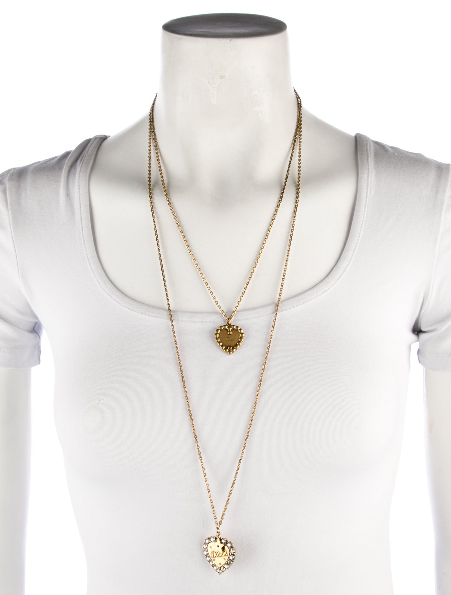 Christian Dior Crystal Double Heart J'Adior Pendant Necklace